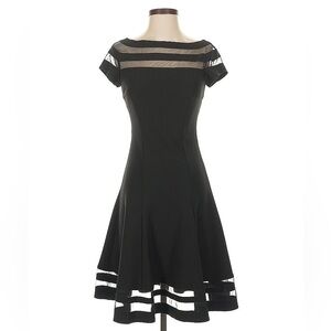 White House Black Market Black and Sheer Fit and Flare Mini Dress